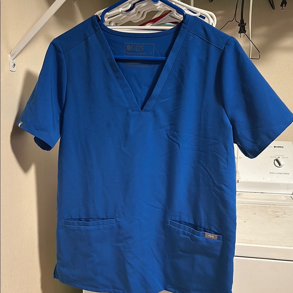 Figs Blue V-Neck Medical Scrub Top